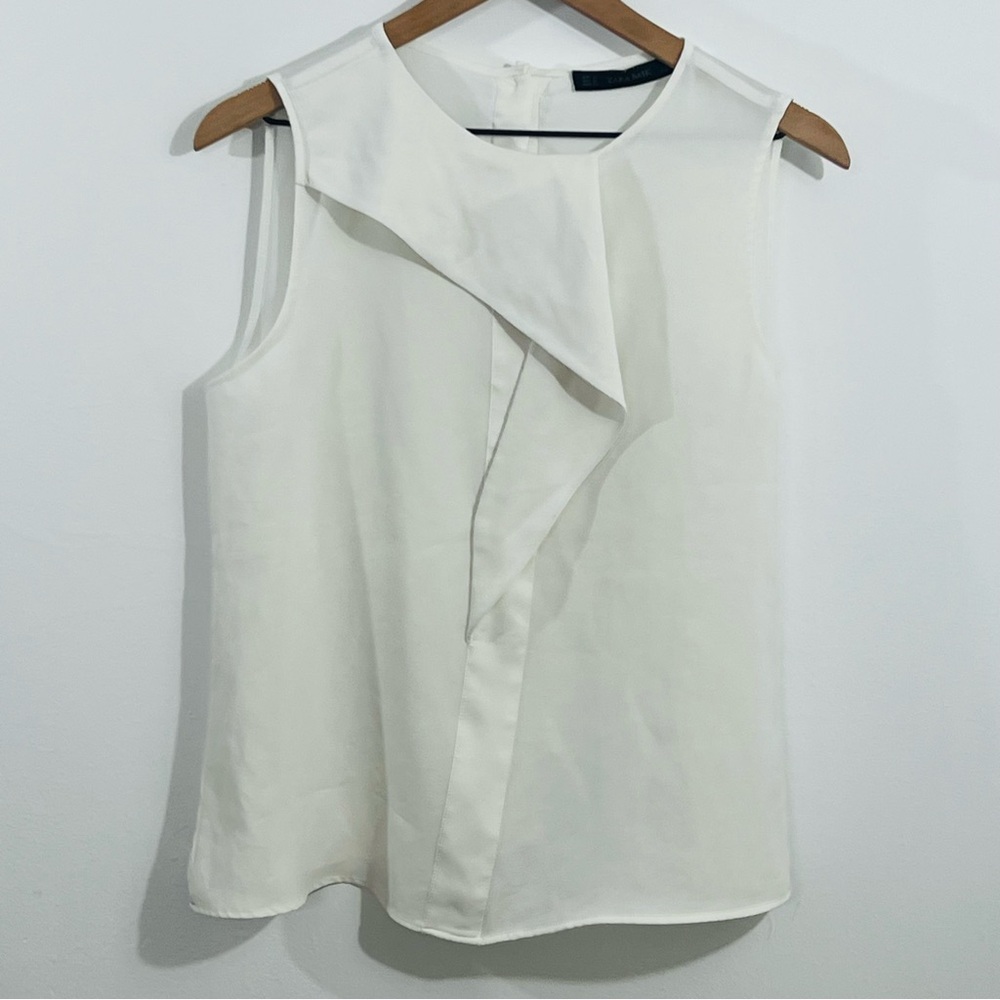 Zara Basic Asymmetrical Ruffle Sleeveless Gorgeou… - image 2